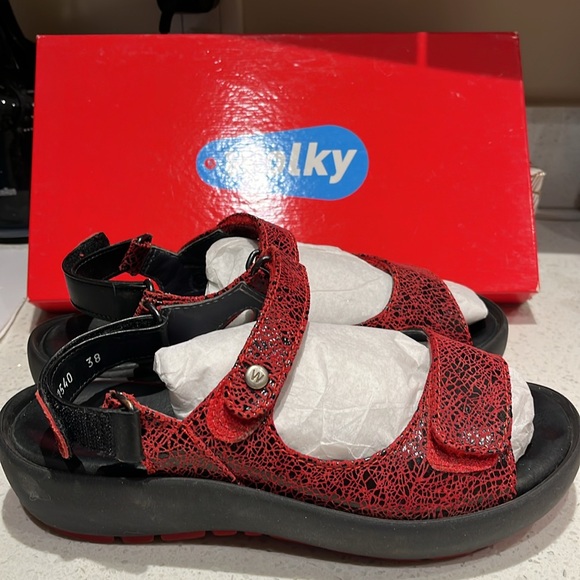 WOLKY platform sandals snakeskin red color size 38 - Picture 4 of 10
